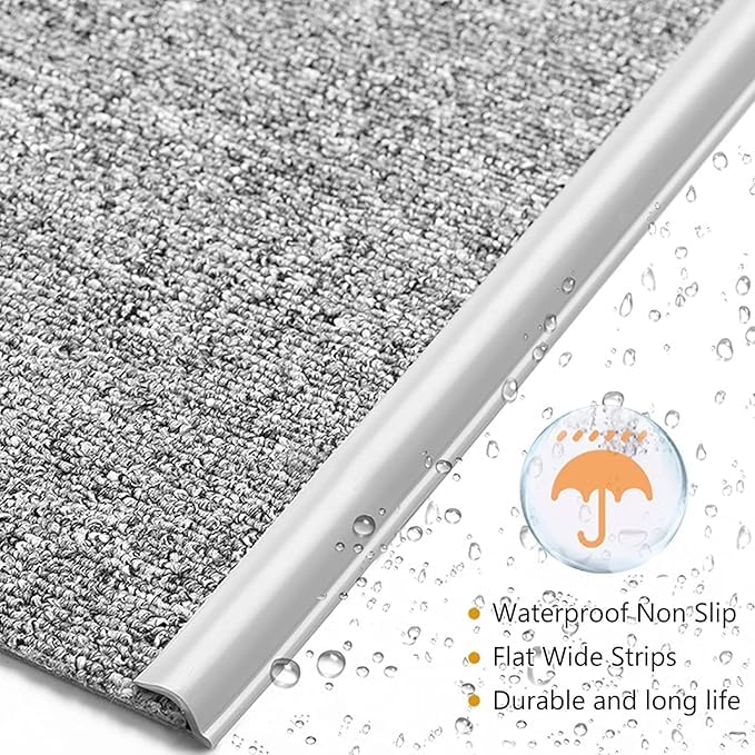 Self Adhesive Carpet Transition Strip with Edge Trim, Designed for Seamless Transitions from Carpet to Tile or Vinyl Floors, Perfect for Doorways.(Black,7ft)