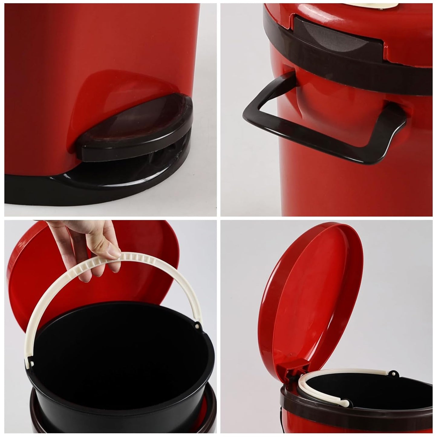 Small Bathroom Step On Trash Can with Lid, Kitchen Garbage Can with Removable Inner Bucket, 2.6 Gal