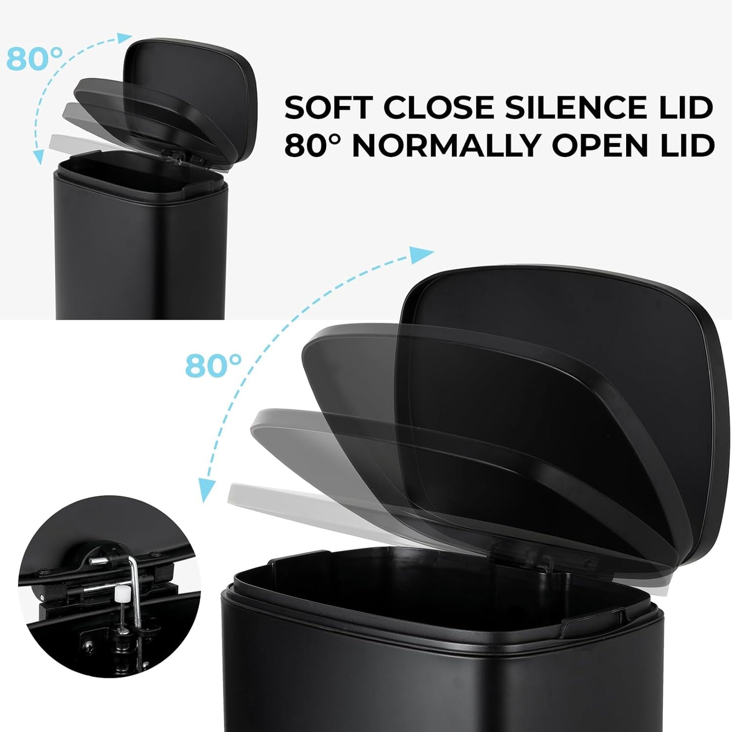 8 Gal Kitchen Trash Can, 30L Recycling or Garbage Bin, Brushed Stainless Steel Waste Basket, Soft&Quiet Close Dustbin, with Step-On Pedal, Removable Inner Bucket, for Home, Office, LIving Room