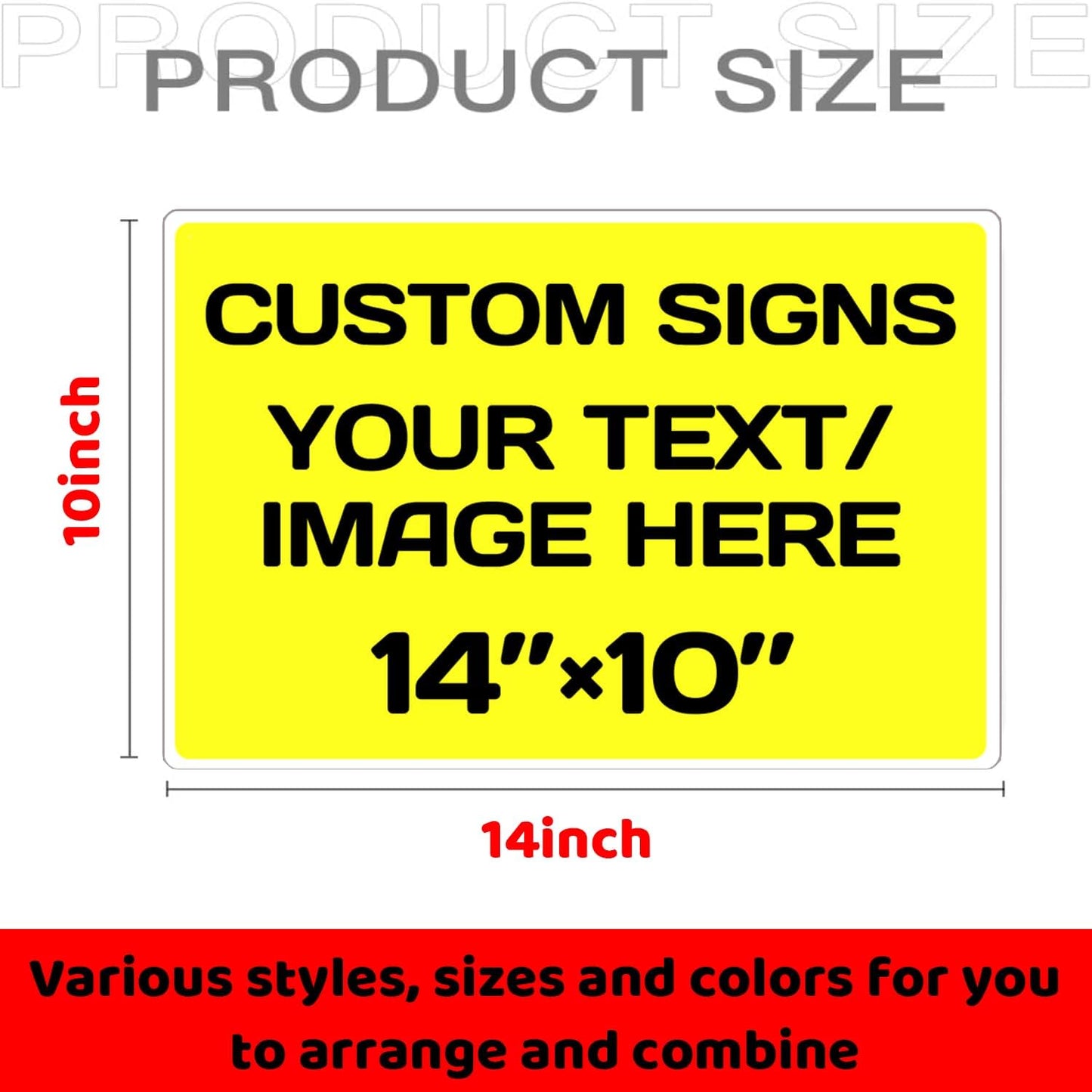 Repaly Personalized signs,Aluminum Weatherproof Metal Sign Multiple Sizes Custom Personalized Text And picture Here,hazard sign,garden sign,custom door sign,Customised business signs Yellow 14×10