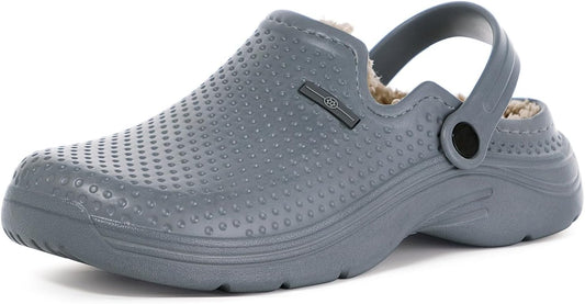 Womens Mens Fur Lined Clogs Waterproof Garden Shoes Winter Warm Fleece Lining Fuzzy House Home Slippers Indoor Outdoor Mules