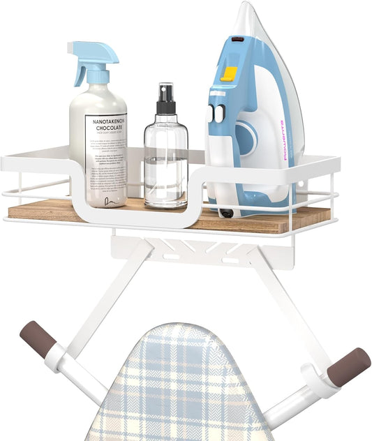 Ironing Board Holder Wall Mount, Laundry Room Organization Storage, White, T&V Shaped Space Saving Ironing Board Hanger for Laundry Room Decor and Accessories