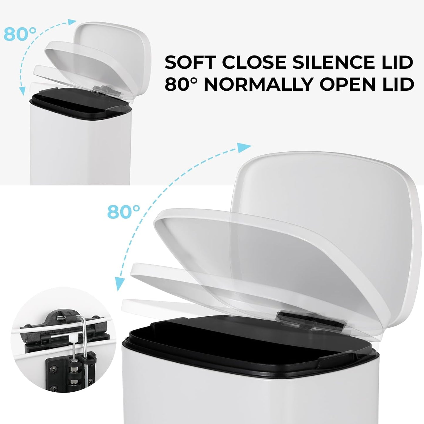 8 Gal Kitchen Trash Can, 30L Recycling or Garbage Bin, Brushed Stainless Steel Waste Basket, Soft&Quiet Close Dustbin, with Step-On Pedal, Removable Inner Bucket, for Home, Office, LIving Room