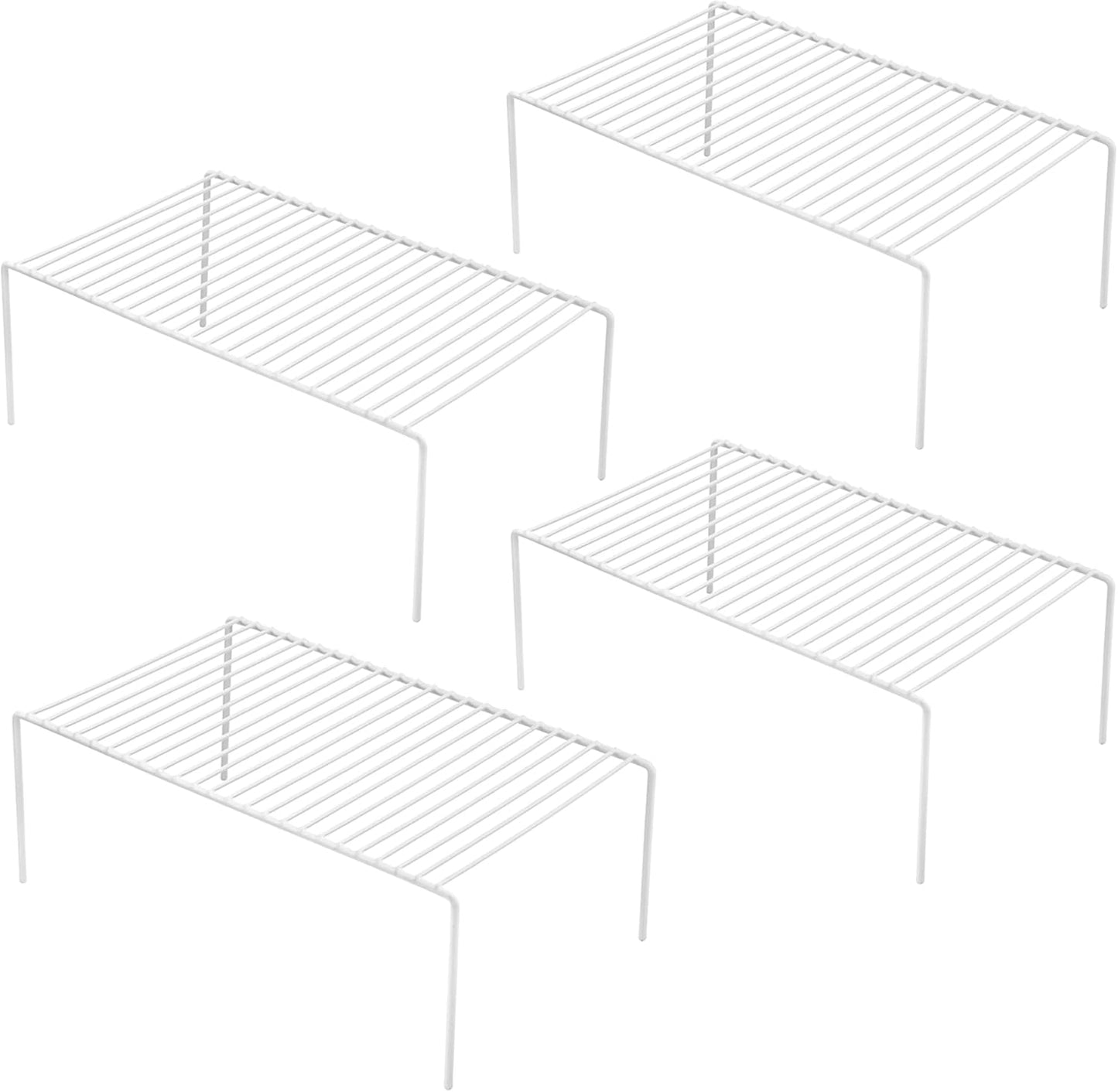 iPEGTOP Large (15.7 x 9.4 Inch) Kitchen Freezer Cabinet Storage Shelf, Set of 4 Rustproof Metal Wire Shelves Spice Shelf Rack Cupboard Organizer for Fridge Pantries Countertops Utensils, White