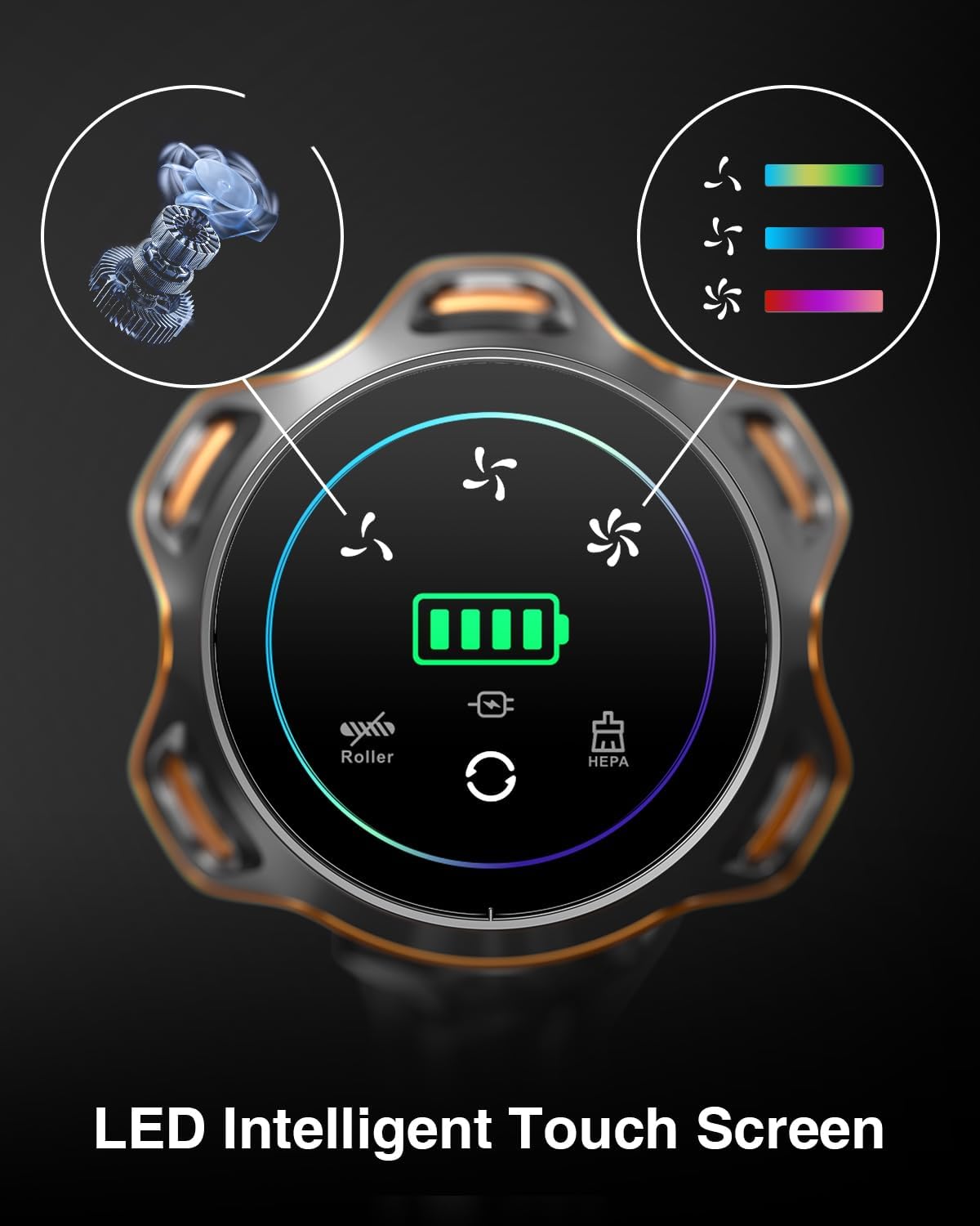 Cordless Vacuum Cleaner, 600W/50KPa/70Mins Vacuum Cleaners for Home, Self-Standing Stick Vacuum with Anti-Tangle Brush & OLED Touch Screen, Vacuum Cleaner for Hardwood Floors and Carpet,Pet Hair,Car