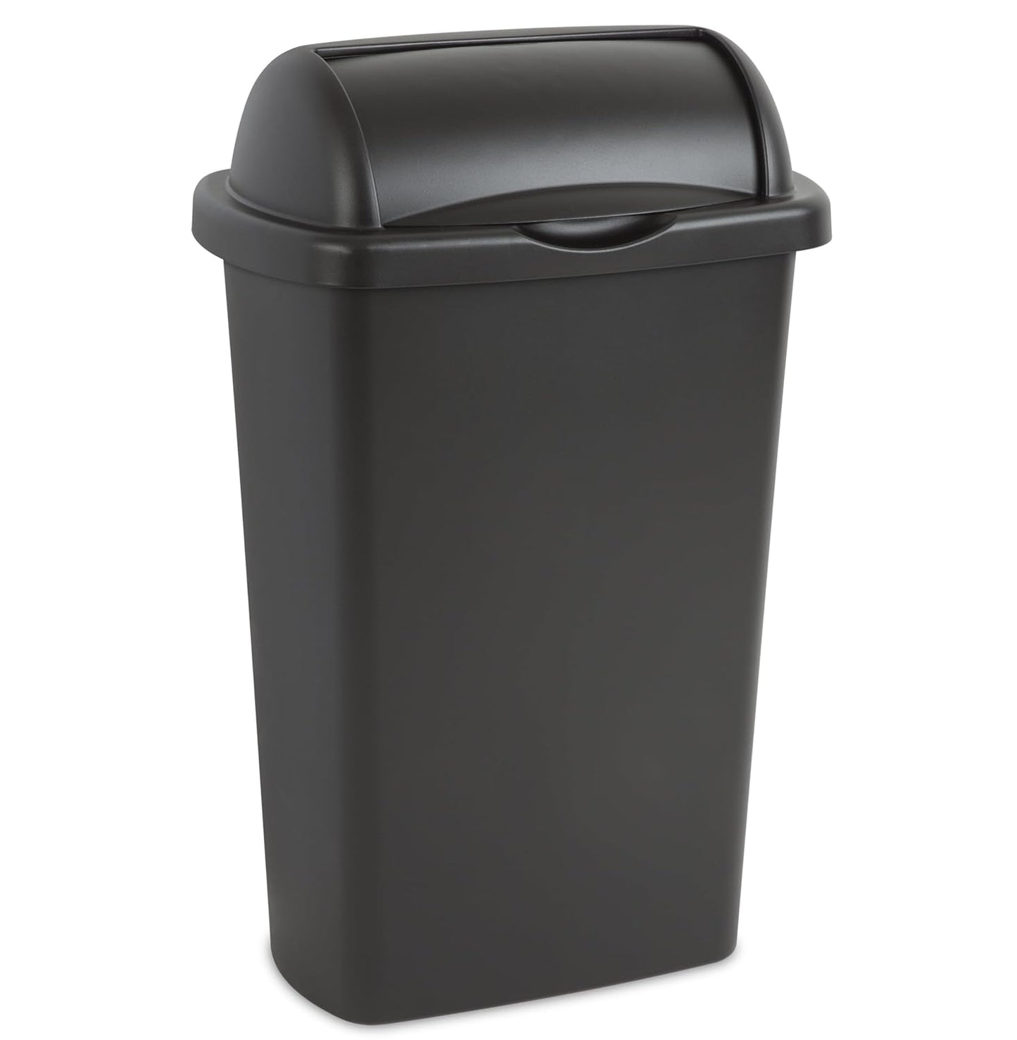 13 Gallon Roll Top Wastebasket – Lift-Open Kitchen Black Trash Can 13 Gallon, Large Office/Home Garbage Basket,Black