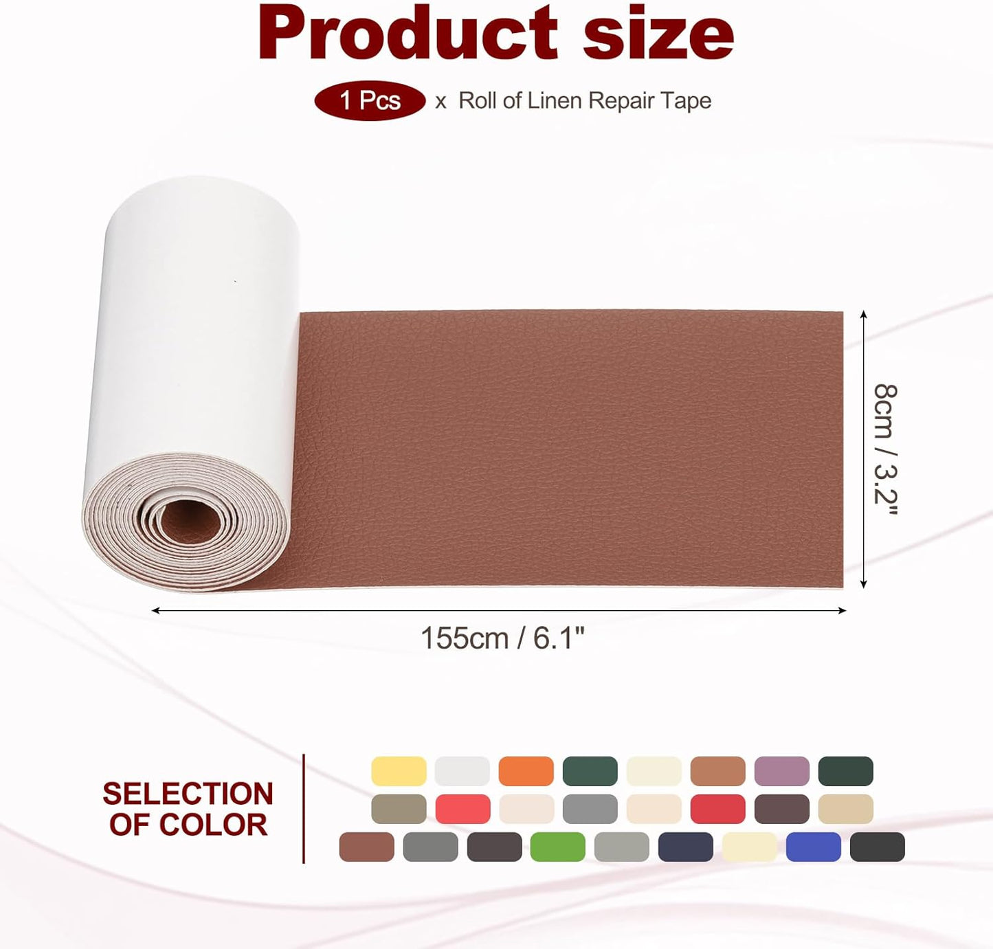 PATIKIL Leather Patches Tape for Furniture, 3.2 x 61 Inch Self Adhesive Vinyl Leather Repair Kit Cover Sheet for Couch, Sofa, Car Seats, Office Chair, Caramel Brown