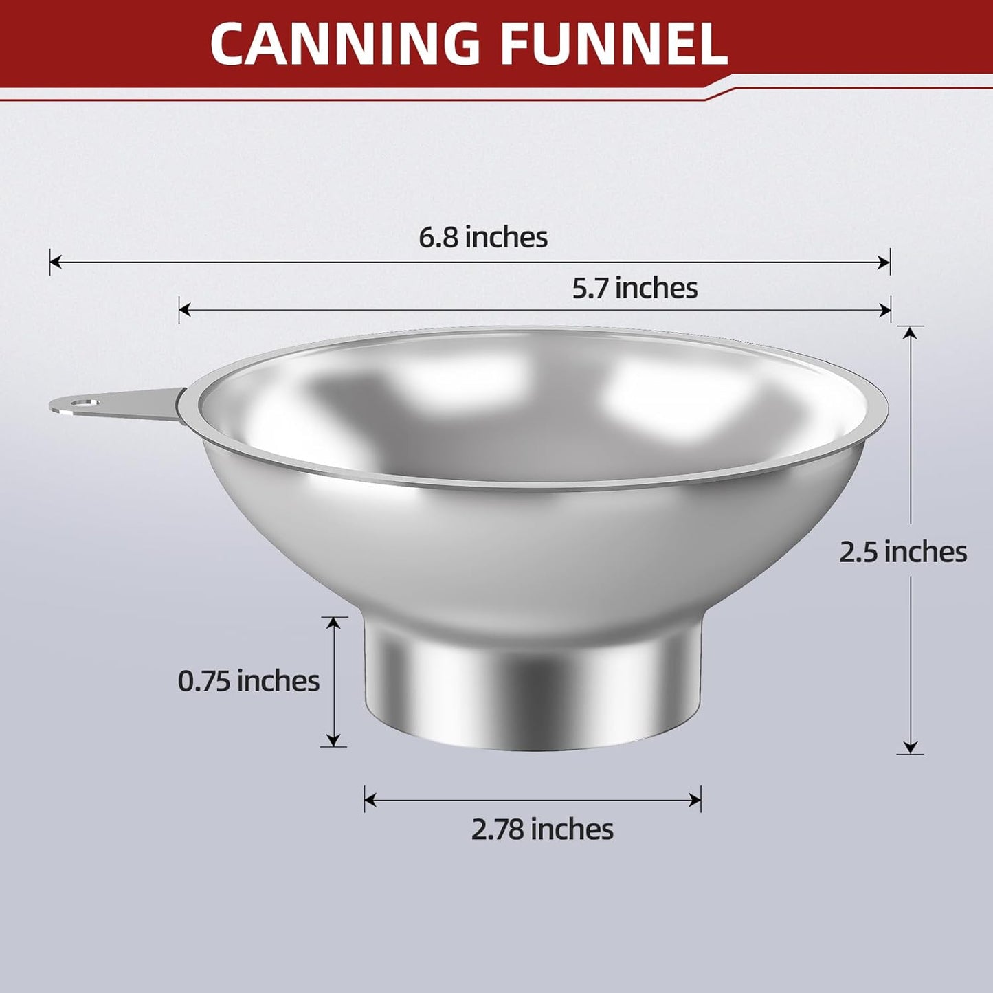 Canning Funnel with Strainer - Wide Mouth Stainless Steel Kitchen Funnel for Mason Jars, Transferring Liquids, Dry Ingredients, Canning & Preserves