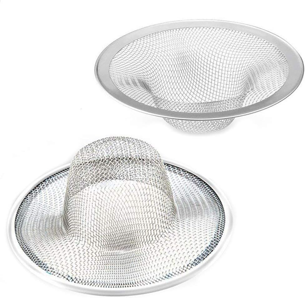 2 Pcs Heavy Duty Stainless Steel Slop Basket Filter Trap, 4.41" Top / 2.44" Mesh Metal Sink Strainer, Perfect for Kitchen Sink/Bathroom Bathtub RV Wash Basin Floor Drain Balcony Drain Hole