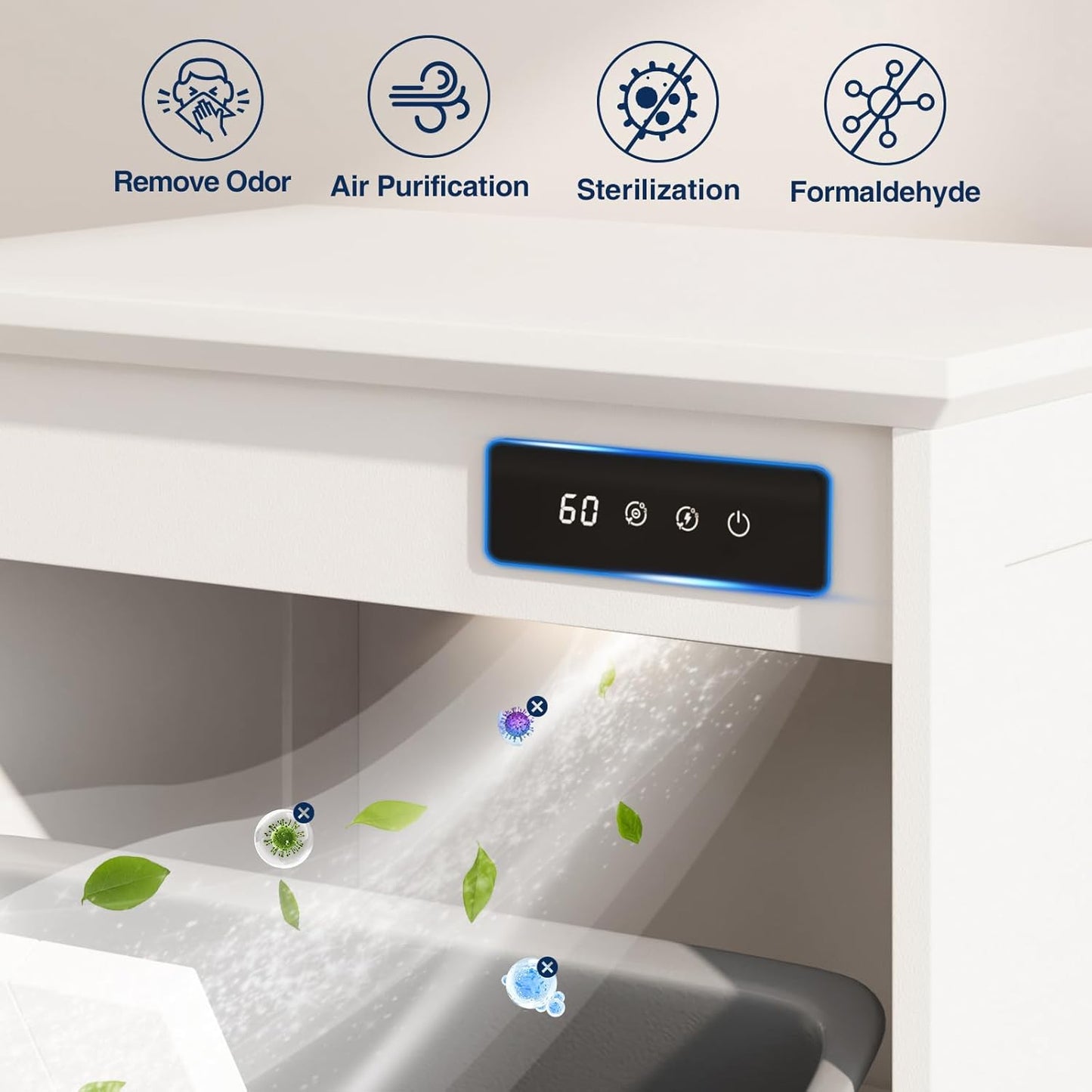 Double Tilt Out Trash Can Cabinet, 10 * 2 Gallon Garbage Trash Bin with Charging Station and Deodorizing Function, Dog-Proof Storage Cabinet for Hidden Bathroom Laundry Hamper, White