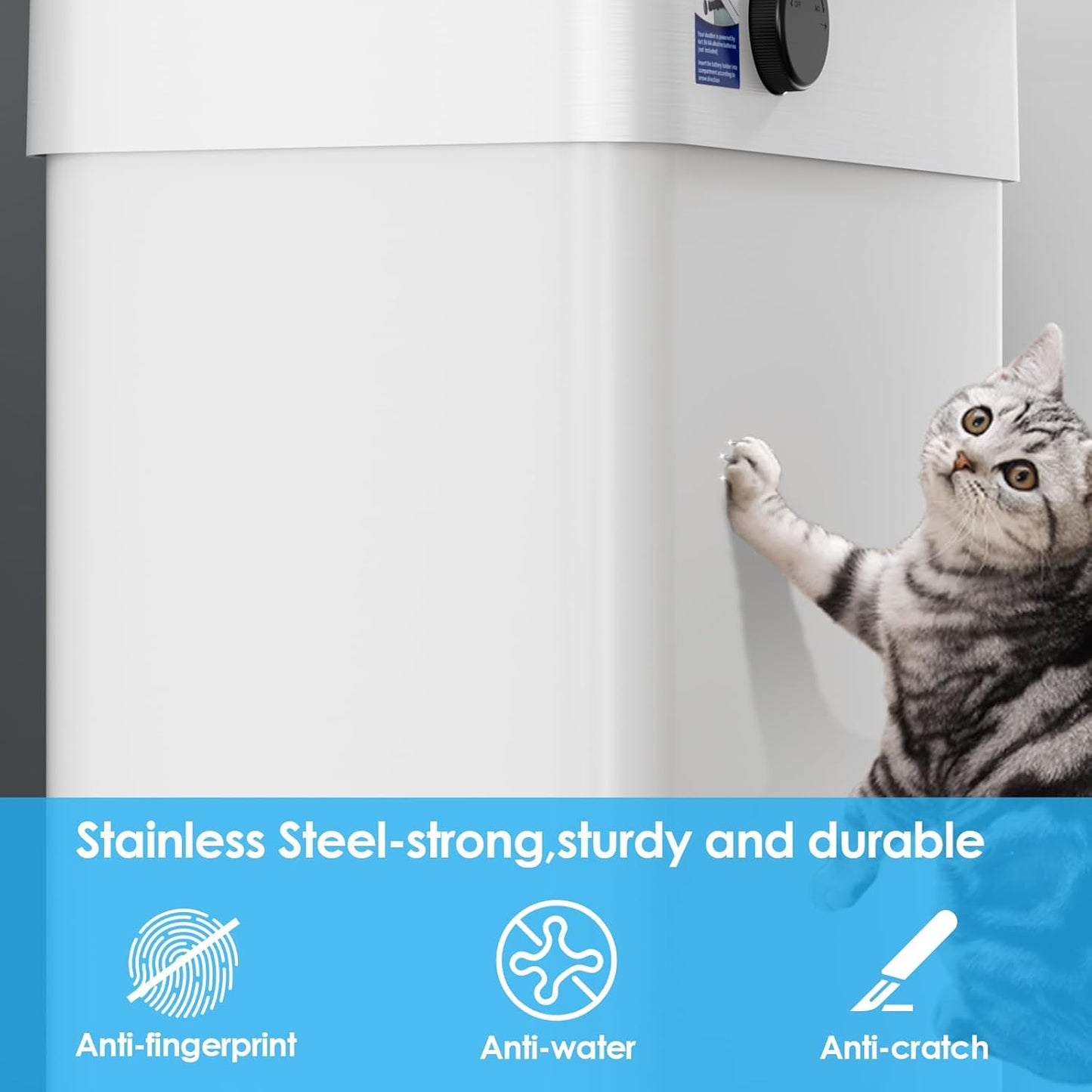 TLSUNNY 21.1 Gallon Motion Sensor Trash Can,Touchless Automatic Garbage Can,Brushed Stainless Steel Smart Bin,with Bag Holder,Soft Close Lid,for Kitchen,Office,RV,Bedroom,Living Room (White, 80L)