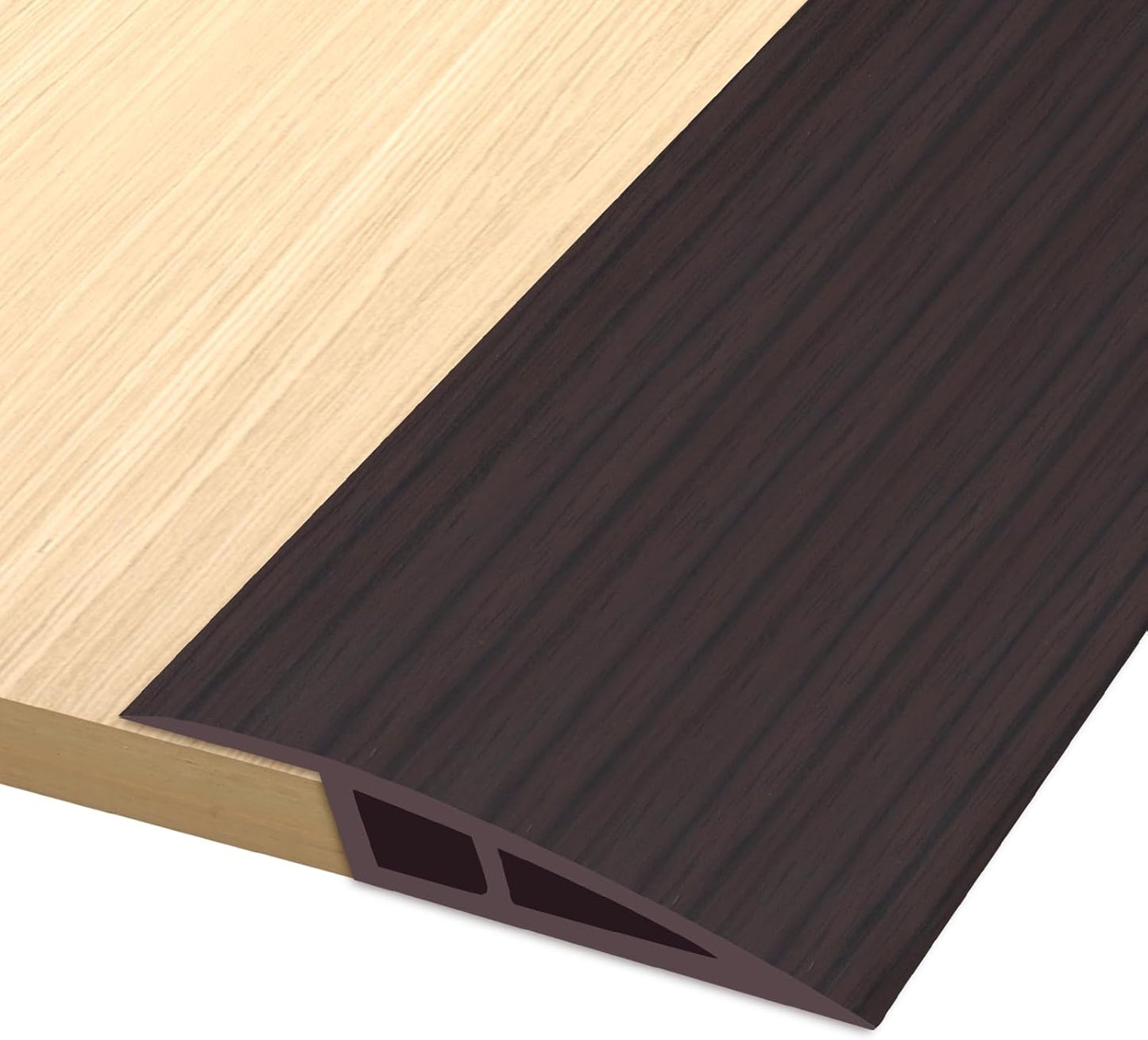 Vinyl Door Threshold Flooring Transition Strip Self Adhesive Carpet Edging Strip for Laminate Doorway Edge Threshold from 2/5" to 3/5" (Black Walnut Wood Grain, 6.6 Ft)