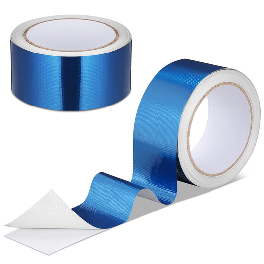 Zonon 2 Rolls Aluminum Foil Tape Heat Shield Tape Barrier Adhesive Reflective Fiberglass Thermal Insulation Reflective Material High Temp Protection(Blue,2 Inch X 32.8 ft)