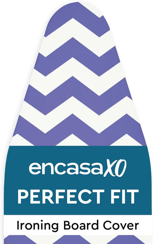 Encasa XO Ironing Board Cover and Pad 42"x14" - Thick 3mm Felt Padding, Drawstring Tightening & Lock, Easy Fit, Scorch & Stain Resistant, Fits Medium Ironing Board - Zig Zag Peri