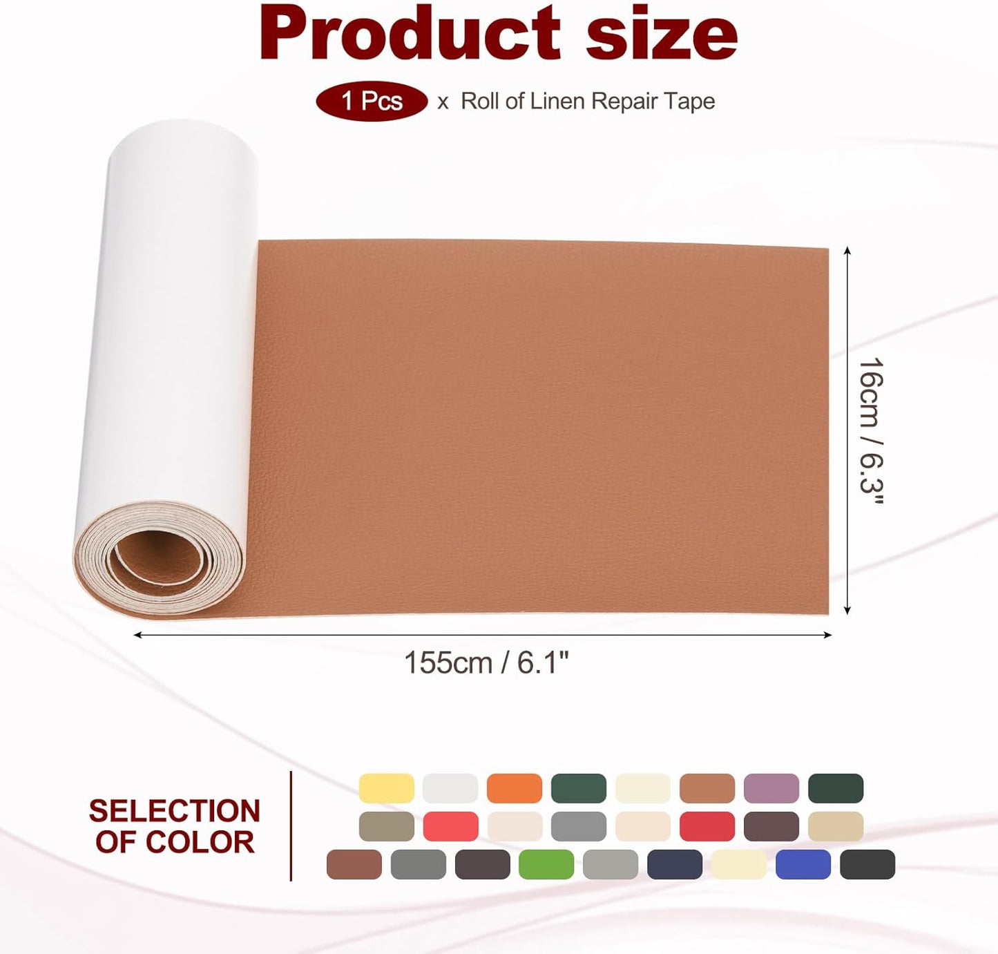 PATIKIL Leather Patches Tape for Furniture, 6.3 x 61 Inch Self Adhesive Vinyl Leather Repair Kit Cover Sheet for Couch, Sofa, Car Seats, Office Chair, Chestnut Brown