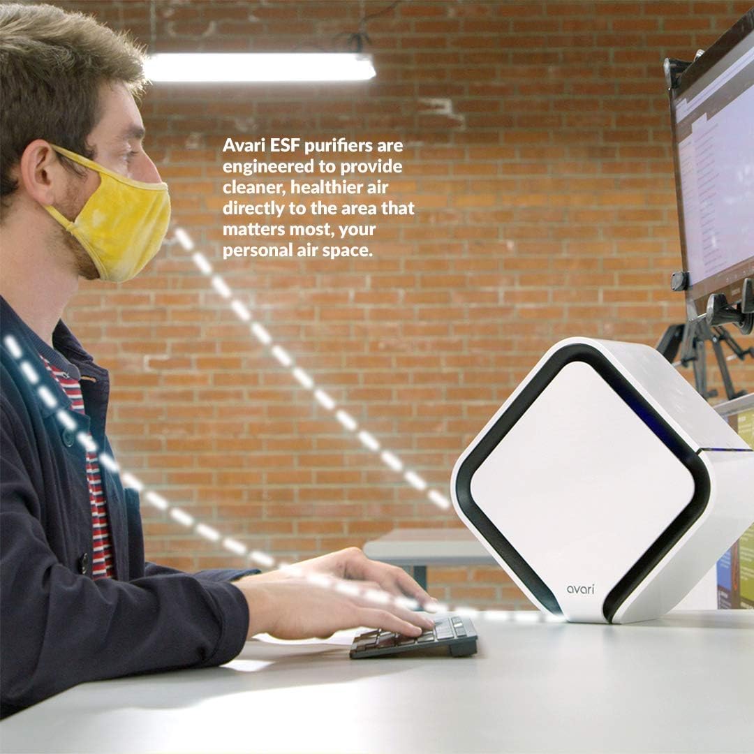 Avari QB 3-Stage Personal Air Purifier made in Korea with Electrostatic Charged Filter, Charcoal Filter & UV LED Sanitizer