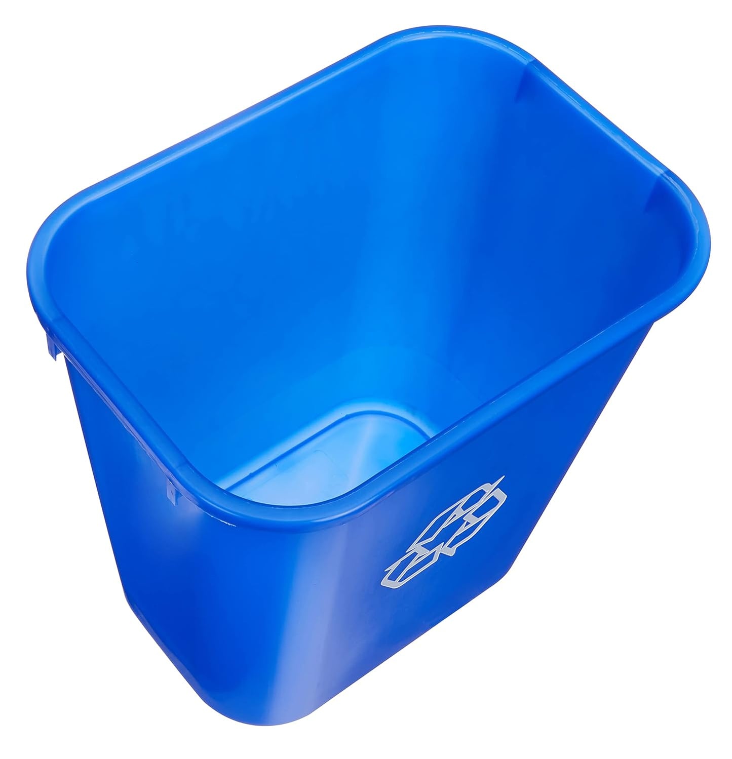 Amazon Basics Rectangular Commercial Office Wastebasket, w/Recycle Logo, 7 gallon (Pack of 2), Blue (Previously AmazonCommercial brand)
