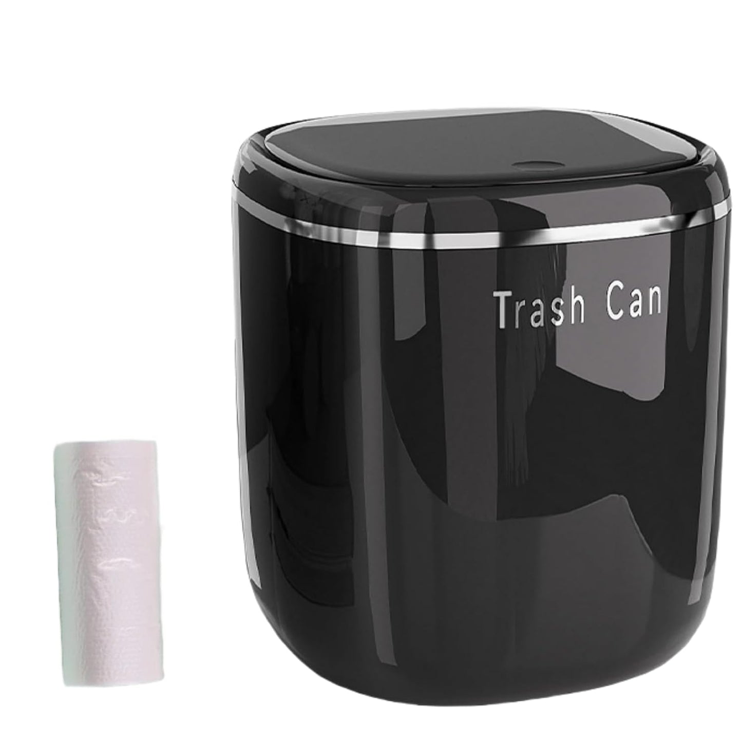 0.8 Gallon Desktop Mini Trash Can with Push-Open Lid, Small Waste Baskets Includes 50 Free Bags, Small Eco-Friendly PP Waste Bin for Office Desk, Bedroom, Bathroom Tiny Garbage Can (Black)