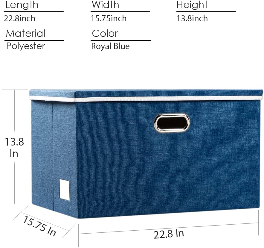 PRANDOM Extra Large Collapsible Storage Bins with Lids [3-Pack] Linen Fabric Foldable Storage Baskets Boxes Organizer Containers Cube with Cover for Bedroom Closet Office Nursery (22.8x15.75x13.8)