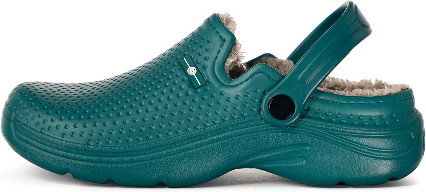 Womens Mens Fur Lined Clogs Waterproof Garden Shoes Winter Warm Fleece Lining Fuzzy House Home Slippers Indoor Outdoor Mules