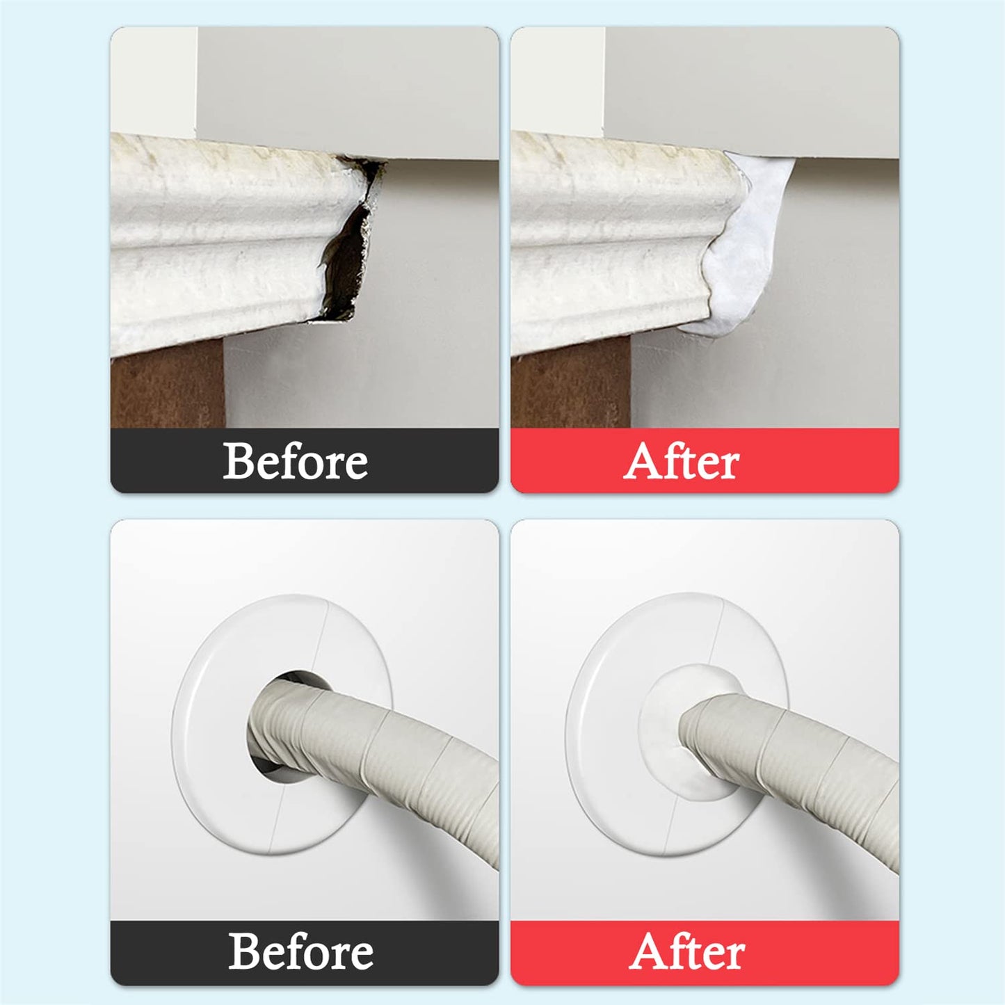 Waterproof Duct Seal Repair Sealing Clay 4 Pack White Moldable Silicone Putty, Quick Mending Mud for Pipe Connection, Wall Hole, Air Conditioning Holes (4)