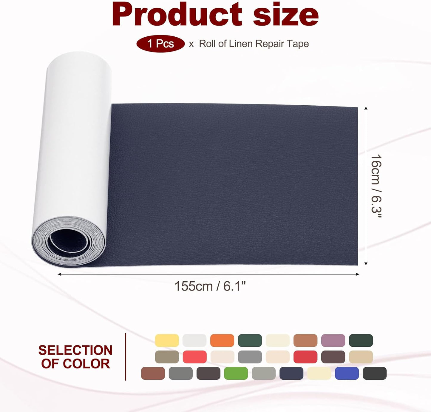 PATIKIL Leather Patches Tape for Furniture, 6.3 x 61 Inch Self Adhesive Vinyl Leather Repair Kit Cover Sheet for Couch, Sofa, Car Seats, Office Chair, Navy Blue