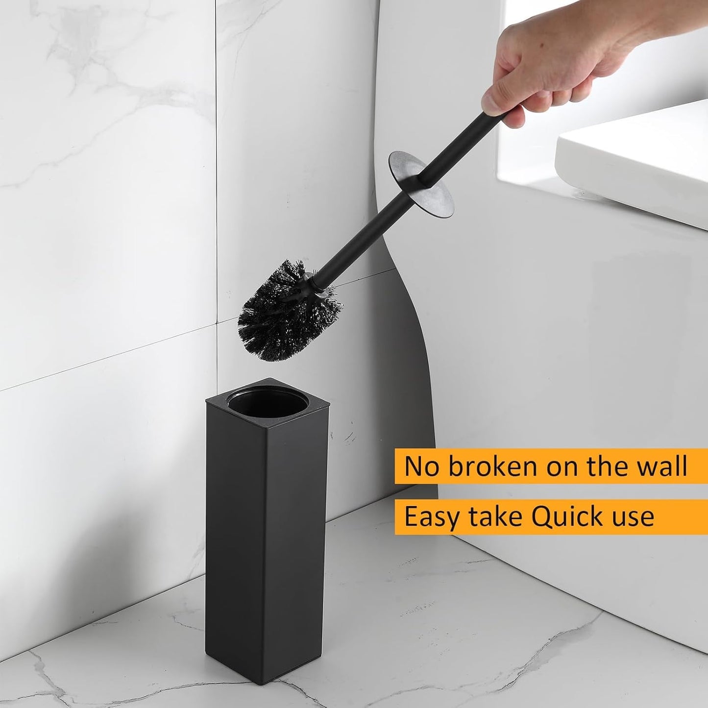 BGL Toilet Brush and Holder Set 2 Packs Aluminium Free Standing, Bathroom Storage and Organization Toilet Bowl Cleaner Brush and Holder, Square Design Sturdy and Space Saving