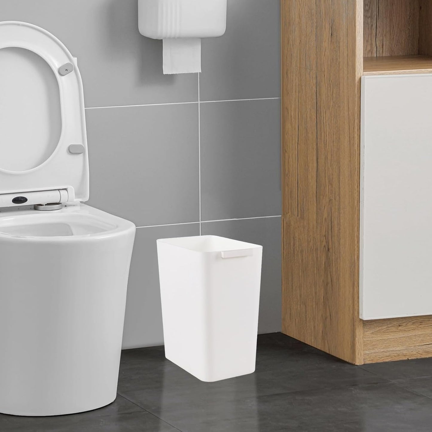 4.5 Gallon Plastic Wastebasket, Set of 3 Durable Open Top Garbage Can, Slim Trash Container Bin, White