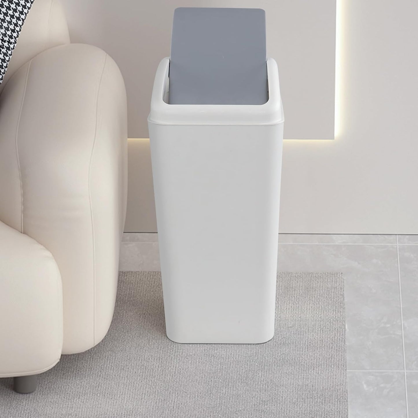 4.5 Gallon Swing Top Garbage Can, Plastic Trash Bin with Lid, 3 Pack