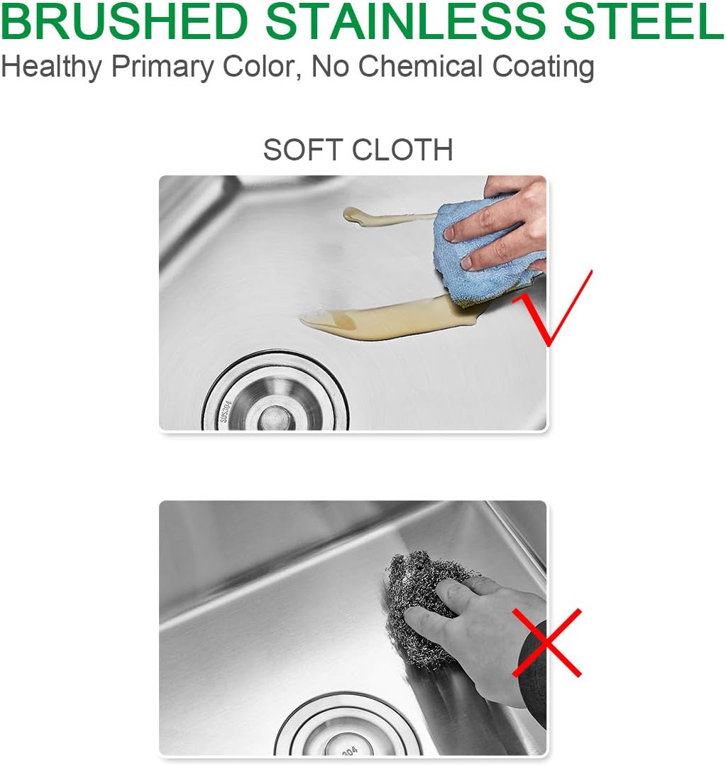 23x18 Inch Kitchen Sink, Handmade 304 Stainless Steel Sink, 9" Deep Single Bowl with Brushed Finish, Topmount with 2 Holes, R10 Tight Corner, for Modern Kitchen/RV/Outdoor Sink