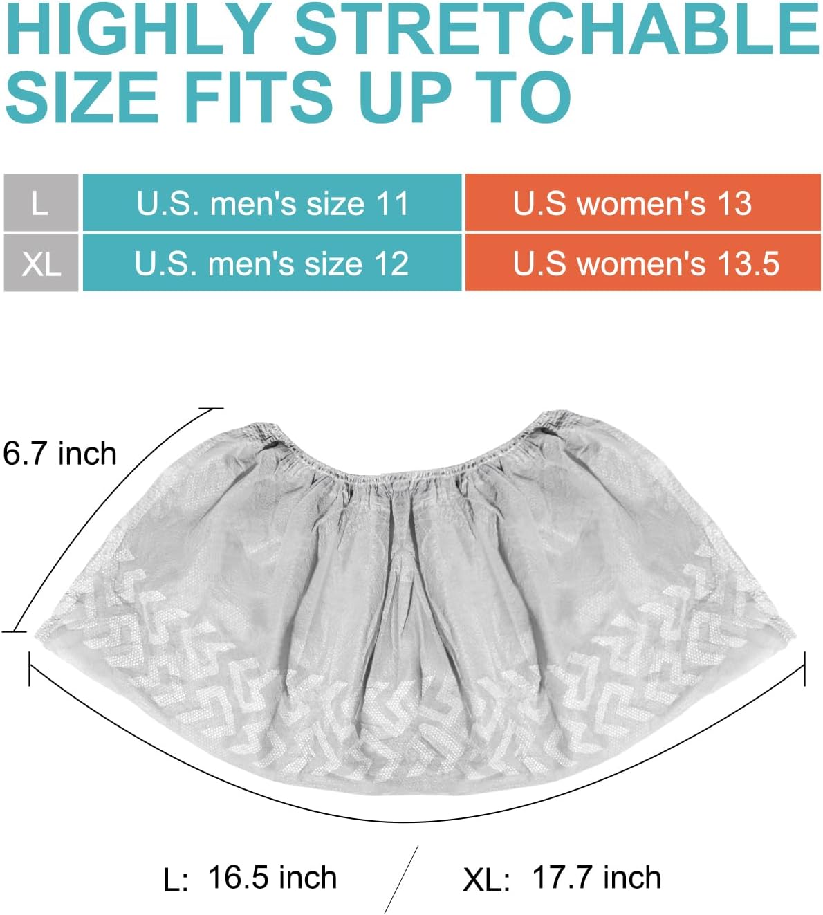 Shoe Covers Disposable 60 Pack, Non-Woven Booties for Shoes, Durable Non-Slip Shoe Protectors for Indoors, Breathable Stretch Fit – L & XL Sizes, Black/Grey/Printed Options