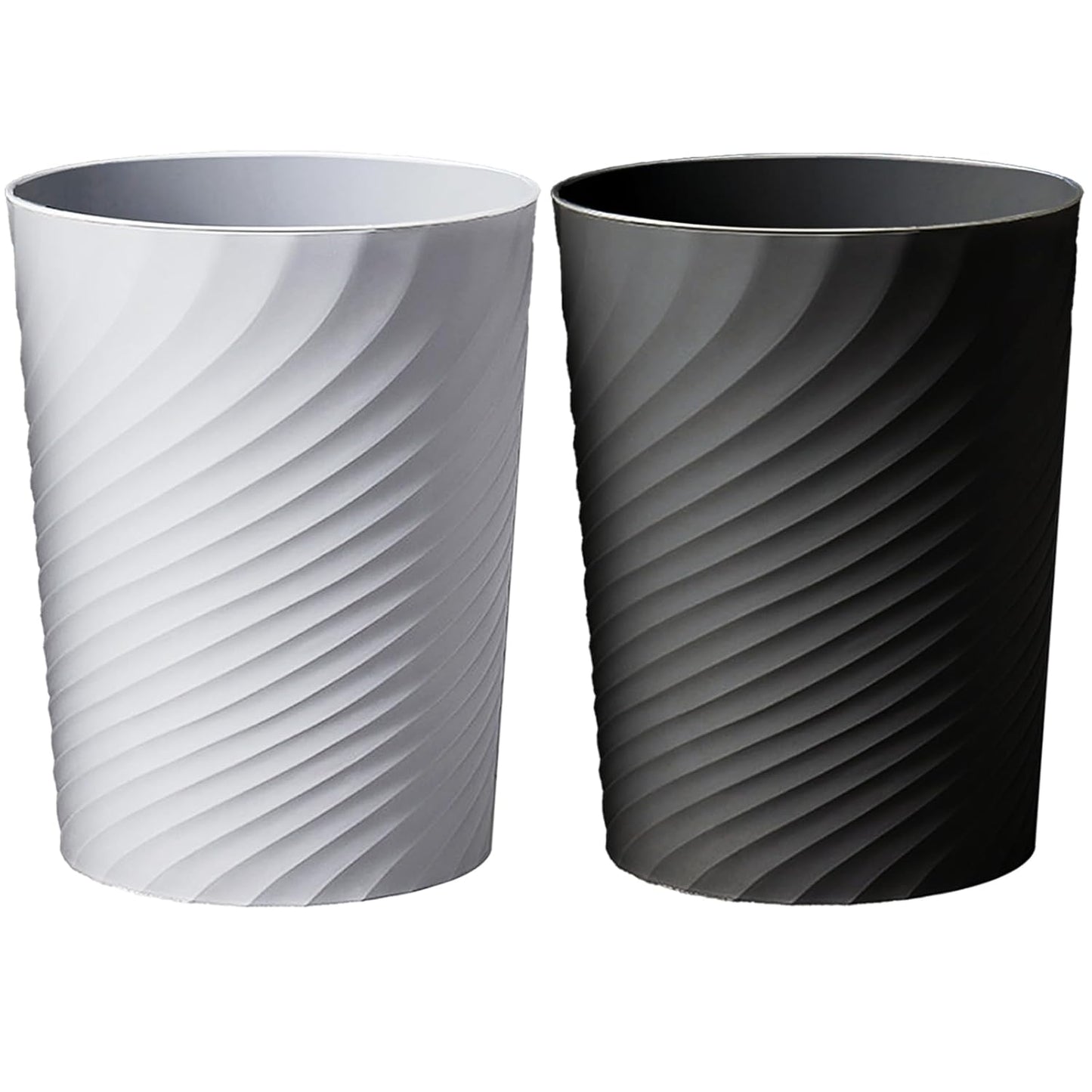 Small Bathroom Trash Can 1.8 Gallon Wastebasket Recycling Bin for Bedroom Office Kitchen (Black White, 2 Pack)