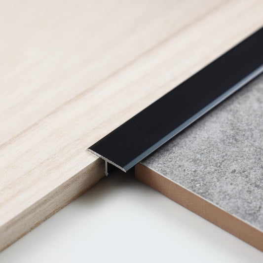 3Pcs Aluminum T Molding Trim & Floor Transition Strips, Flat Divider Strip for Door Threshold and Joining Flooring Gaps of Laminate Planks Tile (2.9Ft x 0.8In, Matte Black)