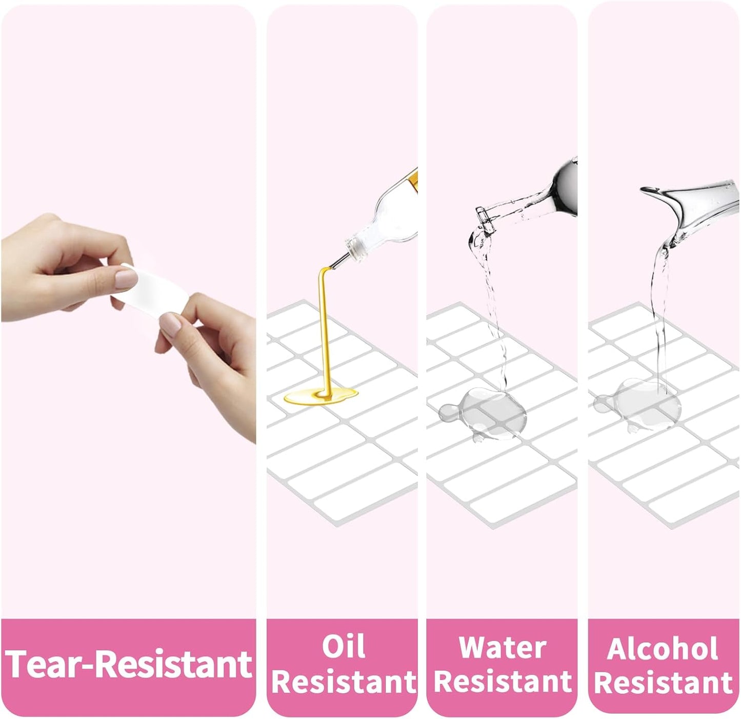 STARLIBOO White Removable Labels, Removable Colored Labels Stickers, Self-Adhesive Rectangular Stickers Water/Oil/Tear Resistant for Storage/Classroom/Home (2 Size, 300 Labels)