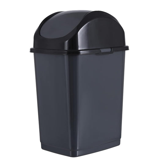 Superio Kitchen Trash Can with Swing Top Lid 9 Gallon Slim Waste Bin 37 Qt Sturdy Plastic Garbage Can Medium Recycling Bin for Office, Bathroom, Under Counter, Dorm, Bedroom (Dark Grey)