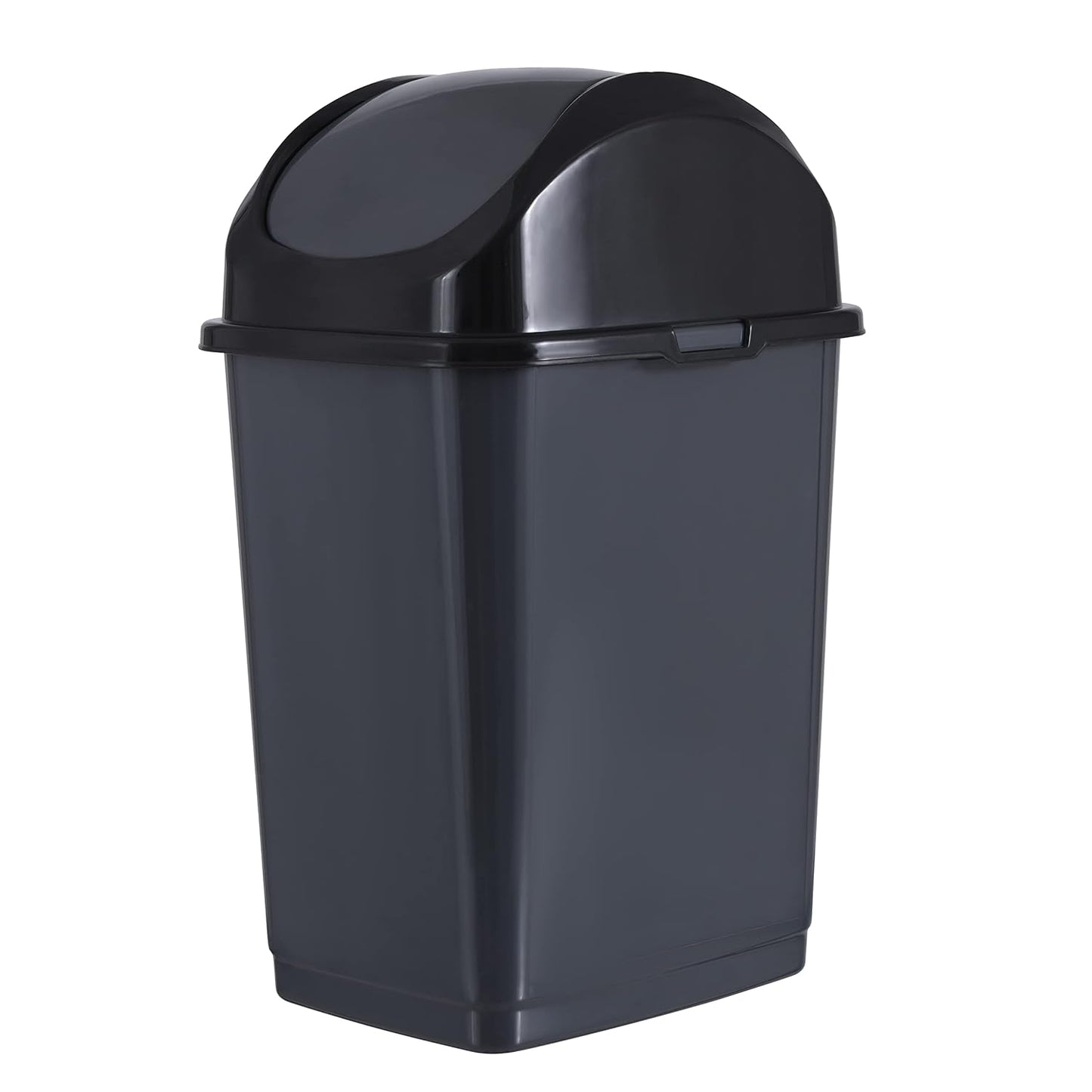 Superio Medium Trash Can with Lid 4.5 Gallon Plastic Swing Top Garbage Can Slim Waste Bin for Under Sink/Cabinet, Laundry Room, Kitchen, Office, Bedroom, Bathroom, College Dorm, 18 Qt, Grey