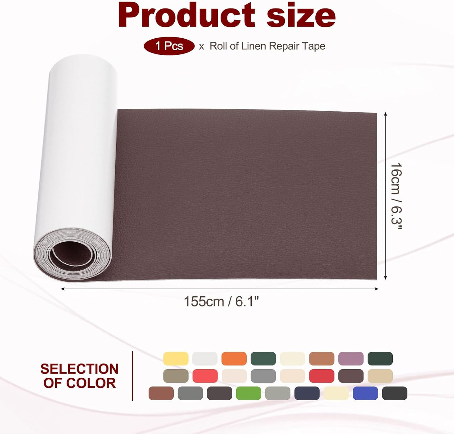 PATIKIL Leather Patches Tape for Furniture, 6.3 x 61 Inch Self Adhesive Vinyl Leather Repair Kit Cover Sheet for Couch, Sofa, Car Seats, Office Chair, Deep Brown