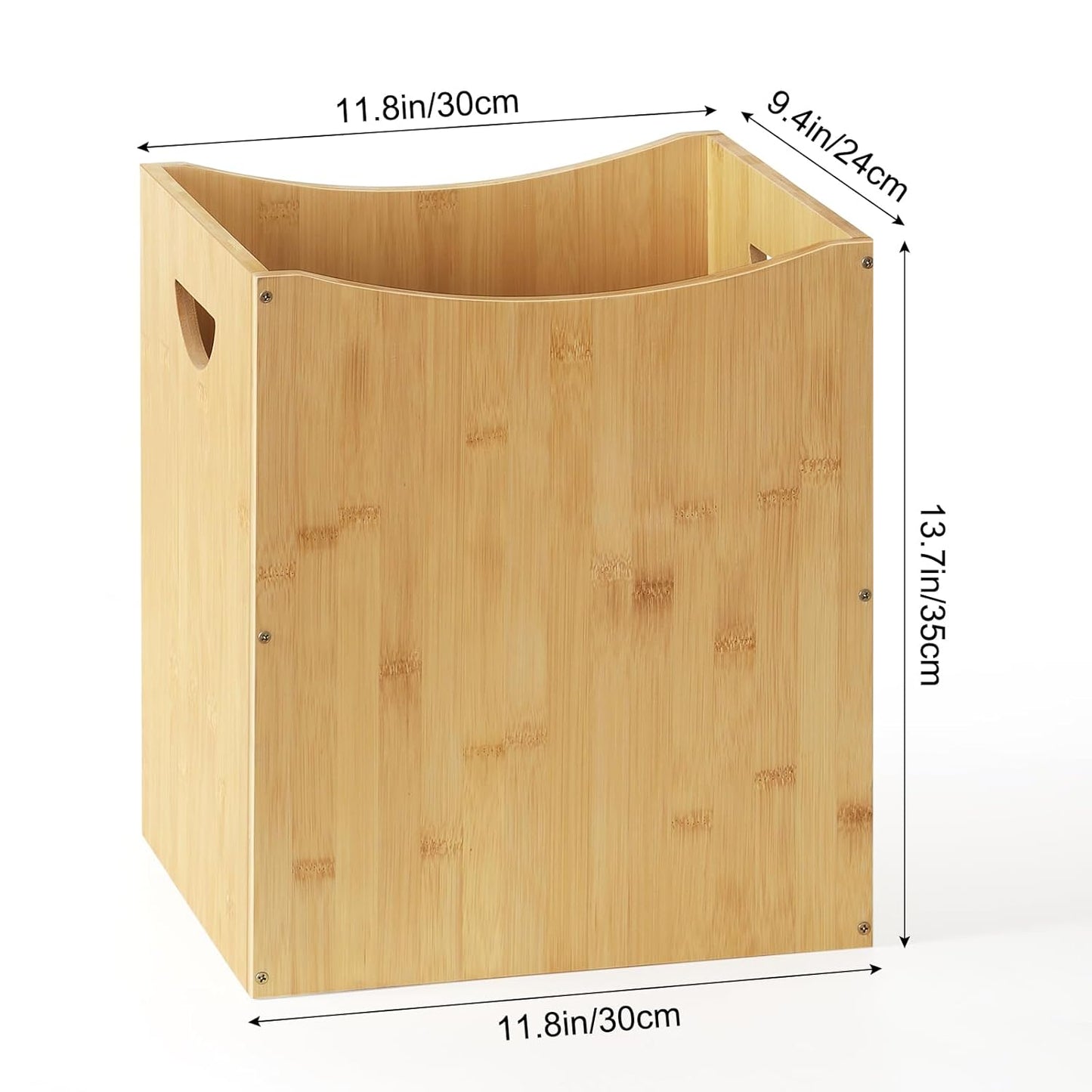 MOOACE Small Wastebaskets, 5 Gallon Trash Can with Handles, Rectangular Waste Baskets Bamboo Garbage Can for Bathroom Kitchen Living Room Office Decorative Under Counter