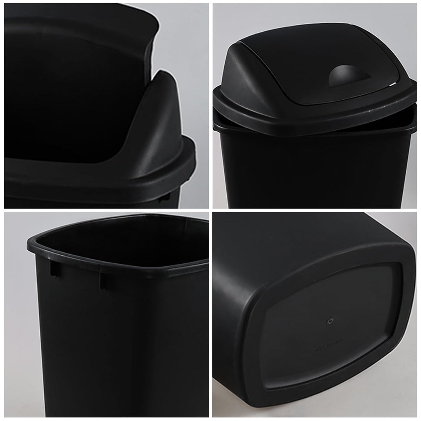 Zopnny 4-Pack 18 Gallon Tall Kitchen Swing Top Garbage Can, Plastic Swing Top Lid Trash Can, Black