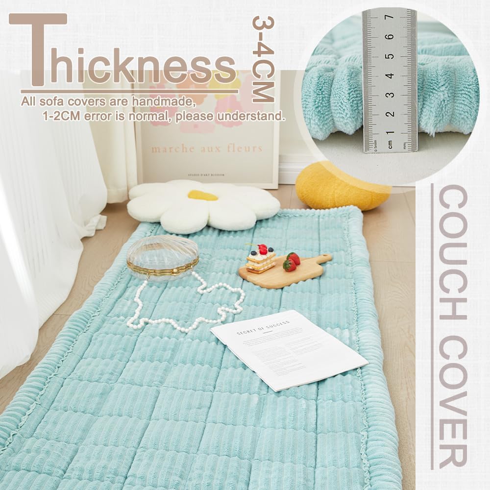 Couch Cover for Dogs Washable, Fuzzy Pet Couch Covers for 3 Cushion Sofa Pet Friendly, Non Slip Sofa Cover (Blue, 27.6" x 59"/70 x 150cm)