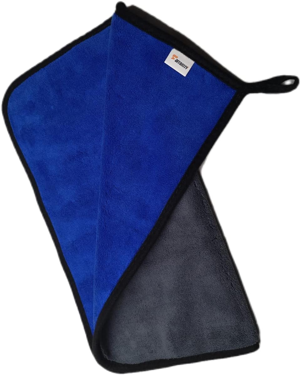 SOFTBATFY Ultrasoft, Large, Thick and Quick Drying Car Microfiber Cleaning Towel 800GSM Polishing Waxing Auto Detailing Towel Cloth (6pack,16 x 16inches) (Grey-Blue)