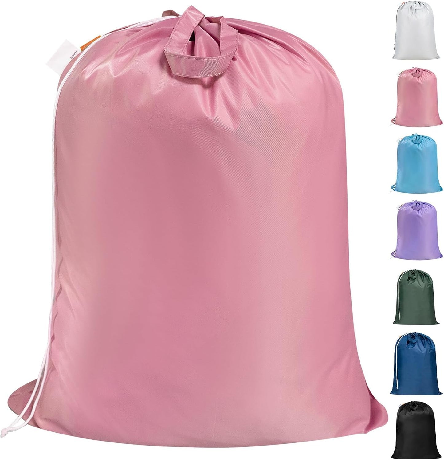 Polecasa Heavy Duty Large Laundry Bag with 130gsm Tear Resistant Fabric and Handles, Easy to Carry Durable Dirty Clothes Drawstring Bag, Perfect for College Dorm, Travel - 28”x36”, Pink