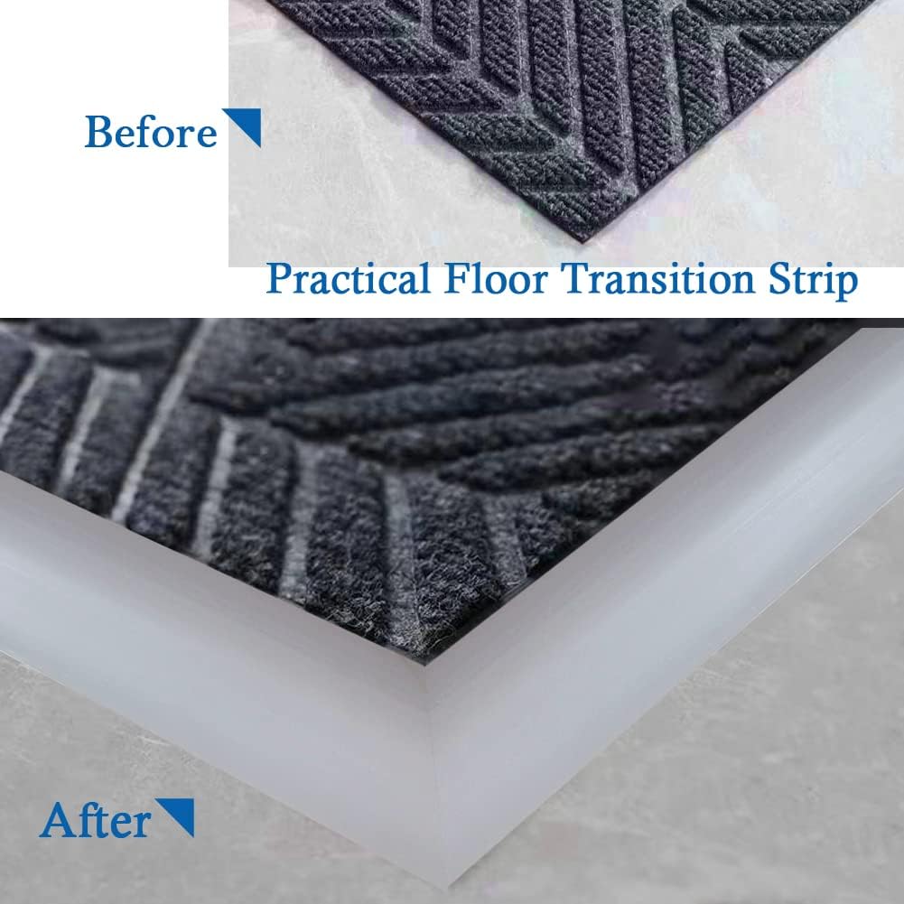 Floor Transition Strip Self Adhesive Carpet & Flooring Transitions Edging Trim Strip PVC Threshold Transitions Suitable for Threshold Height Less Than 5mm (6.56Ft, Gray)