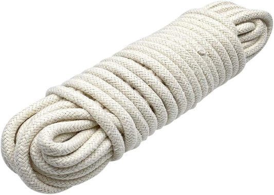 1/4 Inch Natural Cotton Rope, White Craft Rope Clothesline, Used for DIY Rope Baskets, Handicrafts, Candle Wicks, etc, 6MM, 39 Feet.