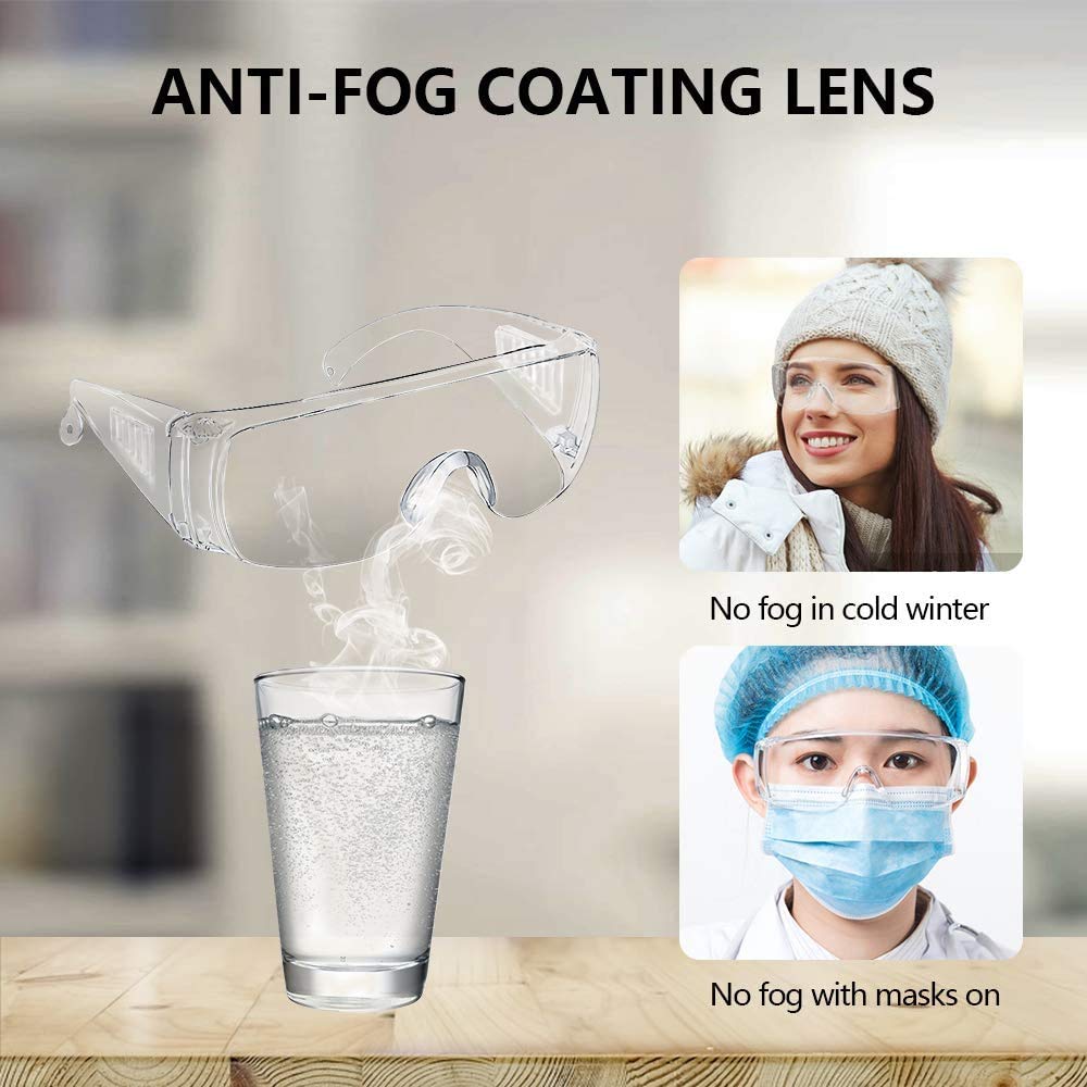 Safety Anti Fog Goggles 3-Pack - Over Eyeglasses, Dust/Chemical Splash Proof | ANSI Z87.1 Certified Wrap-Around Eye Protection for Lab, Construction, Nurses | Scratch Resistant, Unisex Fit