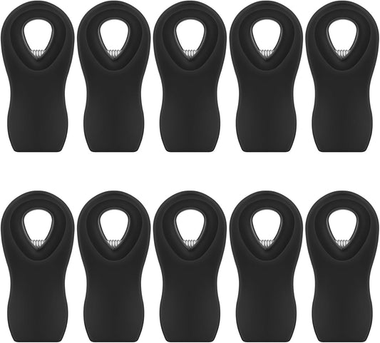 Magnetic Chip Clips, 10 Pack Plastic Bag Clips with Magnet, Black Snack Clips for Food Storage and Refrigerator