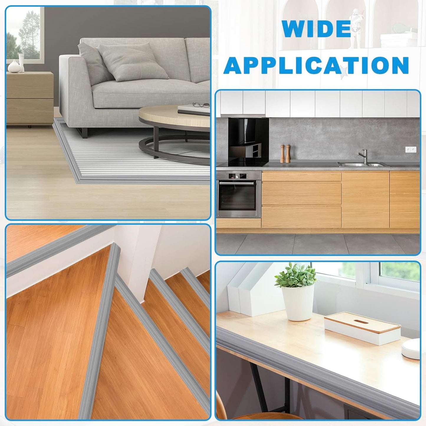 Wall Corner Protector Peel and Stick Corner Trim Molding Flexible Inside & Outside Wall Edge Guard Self Adhesive Moulding Trim for Edge Use, Gray, 1.6” W x 40’ L