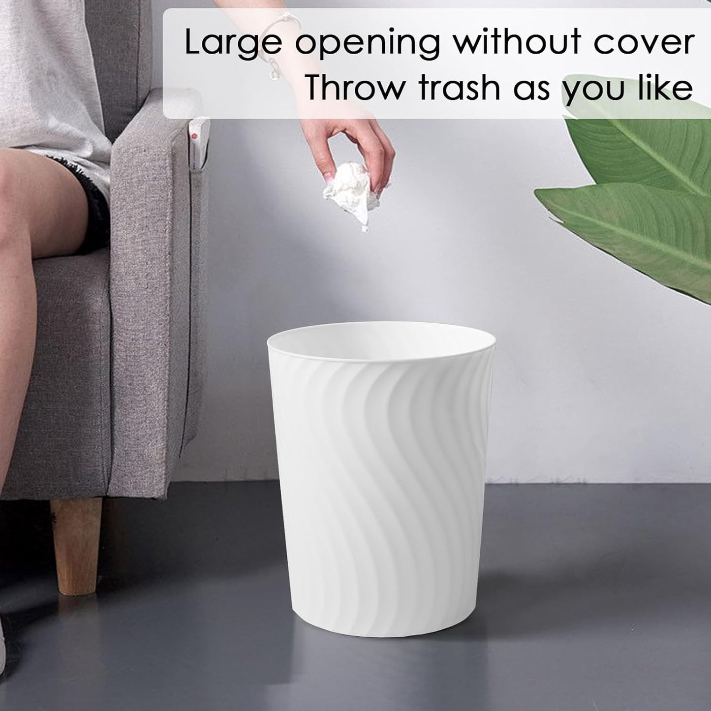 YGJT Small Trash Can, 3 Pack 1.8 Gallons Bathroom Trash Can, Slim Waste Basket, Round Garbage Can, Plastic Trash Bin for Kitchen, Dorm, Bedroom, Office, Living Room, Study, Compact Spaces(White)