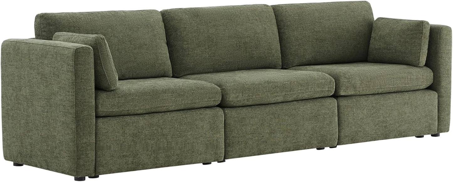 CHITA Oversized Modular Sectional Convertible Fabric Sofa Set, FSC Certified Extra Large Sectional Deep Seat Couch for Living Room, 112 inch Width,3 Seat Modern Modular Sofa, Moss Green