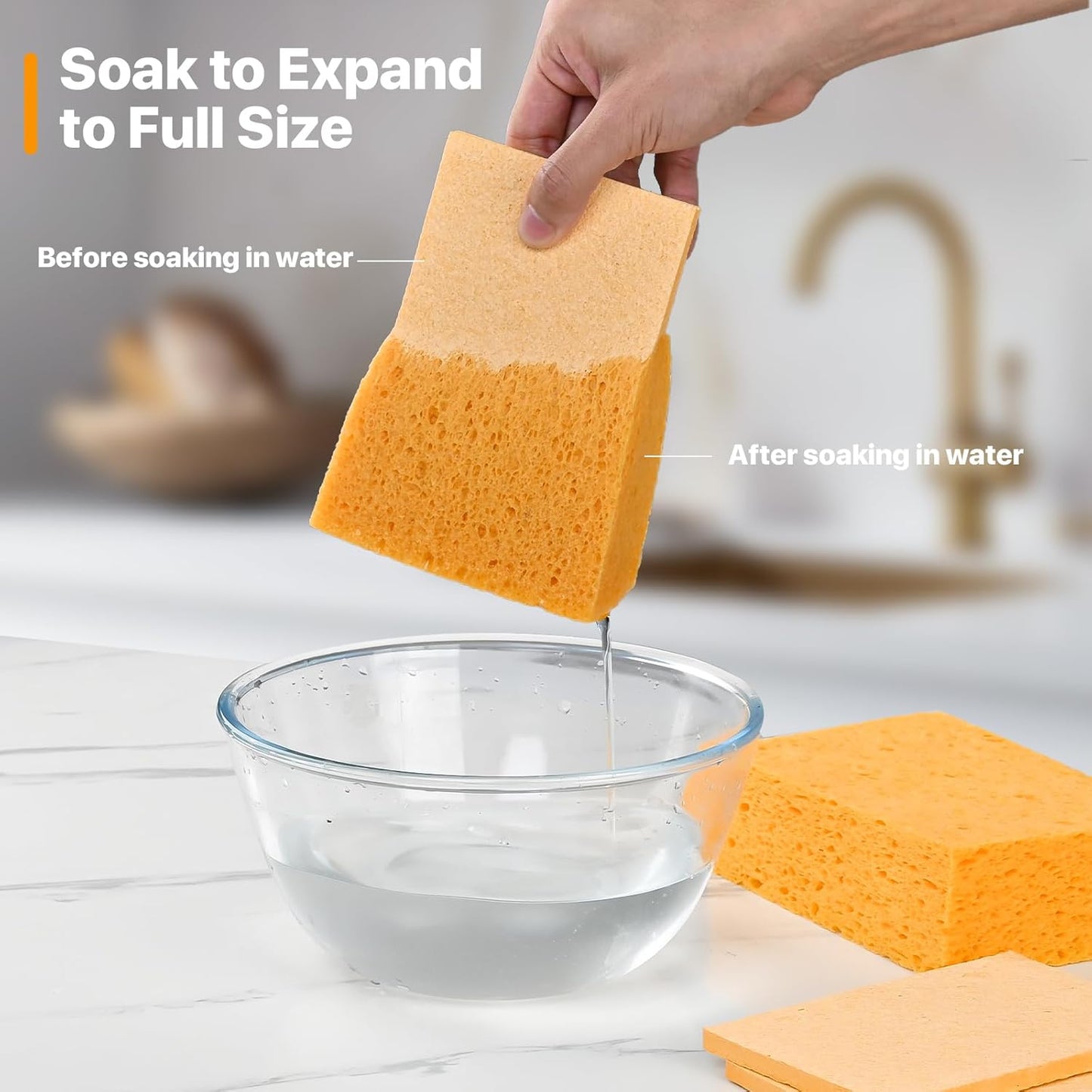 1 PCS Large Natural Cellulose Sponges 6x4x2 Inch - Super Absorbent and Biodegradable, Perfect for Home & Kitchen Cleaning, Boat Bail, Car Washing